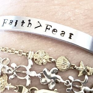 Faith > Fear, Aluminum cuff br…